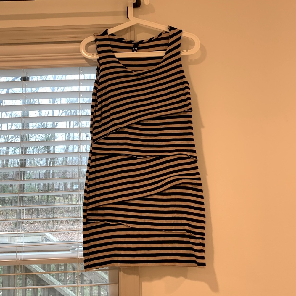 Asymmetrical striped bandage dress